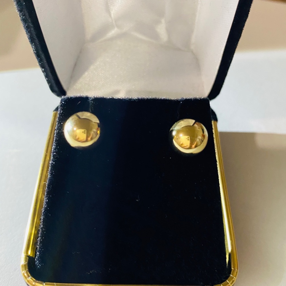 Gold Ball 14kt Solid Stud Earrings - image 5